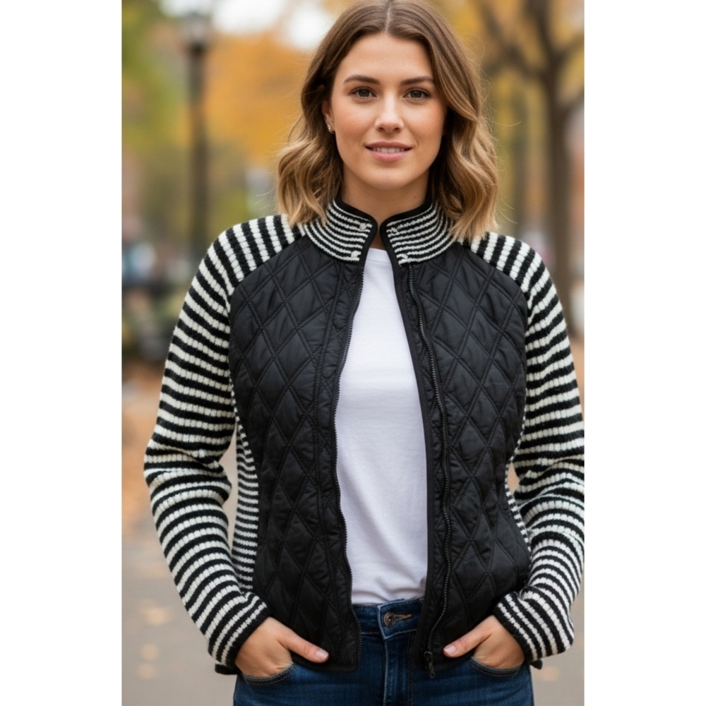 Akini Mixed Media Lambswool Quilted Jacket
